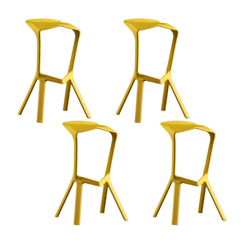 Industrial Armless Counter Stool Plastic Cafe Bar Stool with 4 Legs Yellow 4 Piece Set Clearhalo 'Bar Furniture' 'Bar Stools' 'bar_stools' 'furn' 'furn_bar_stools' 'Furniture' 'Kitchen & Dining Furniture' 6220999