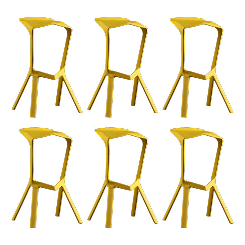 Industrial Armless Counter Stool Plastic Cafe Bar Stool with 4 Legs Yellow 6 Piece Set Clearhalo 'Bar Furniture' 'Bar Stools' 'bar_stools' 'furn' 'furn_bar_stools' 'Furniture' 'Kitchen & Dining Furniture' 6221001