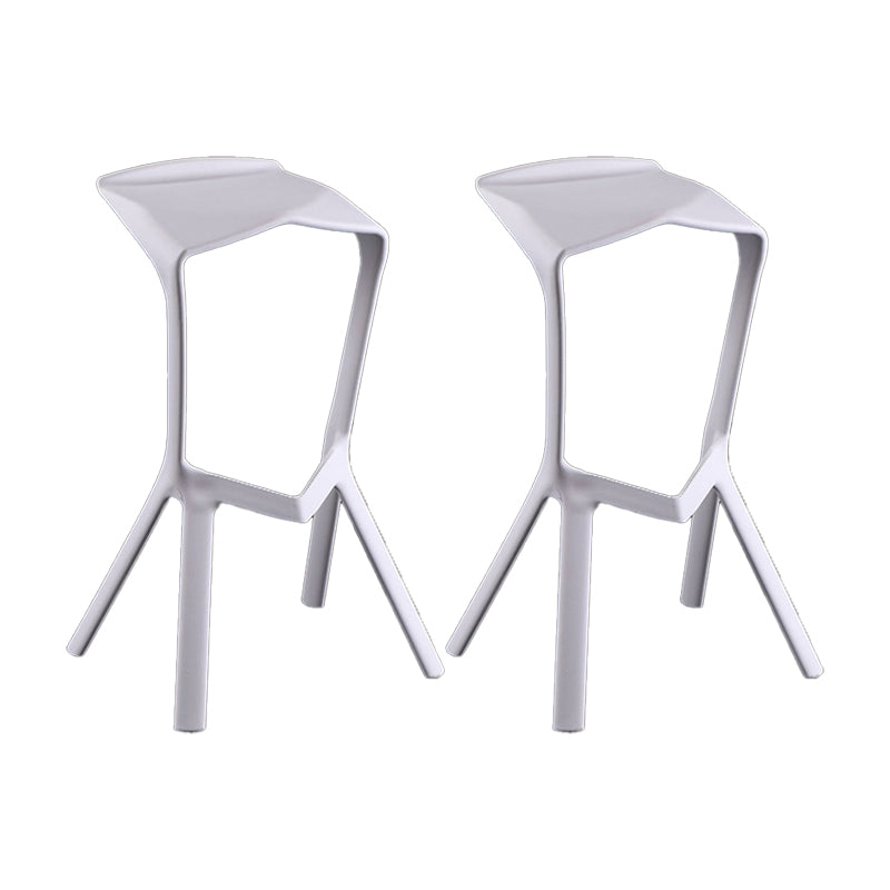 Industrial Armless Counter Stool Plastic Cafe Bar Stool with 4 Legs White 2 Piece Set Clearhalo 'Bar Furniture' 'Bar Stools' 'bar_stools' 'furn' 'furn_bar_stools' 'Furniture' 'Kitchen & Dining Furniture' 6221006