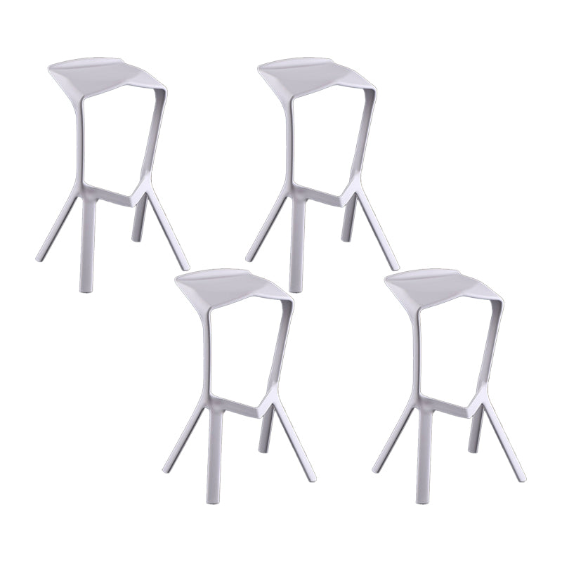 Industrial Armless Counter Stool Plastic Cafe Bar Stool with 4 Legs White 4 Piece Set Clearhalo 'Bar Furniture' 'Bar Stools' 'bar_stools' 'furn' 'furn_bar_stools' 'Furniture' 'Kitchen & Dining Furniture' 6221008