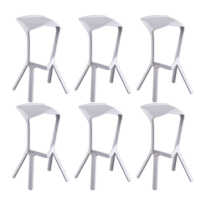 Industrial Armless Counter Stool Plastic Cafe Bar Stool with 4 Legs White 6 Piece Set Clearhalo 'Bar Furniture' 'Bar Stools' 'bar_stools' 'furn' 'furn_bar_stools' 'Furniture' 'Kitchen & Dining Furniture' 6221011