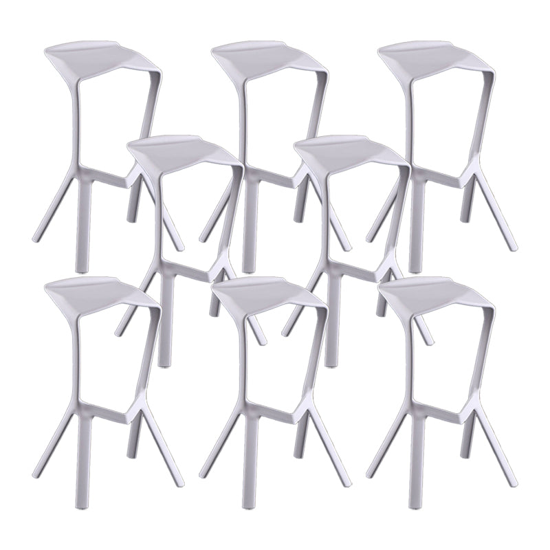 Industrial Armless Counter Stool Plastic Cafe Bar Stool with 4 Legs White 8 Piece Set Clearhalo 'Bar Furniture' 'Bar Stools' 'bar_stools' 'furn' 'furn_bar_stools' 'Furniture' 'Kitchen & Dining Furniture' 6221013
