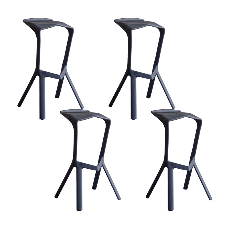 Industrial Armless Counter Stool Plastic Cafe Bar Stool with 4 Legs Black 4 Piece Set Clearhalo 'Bar Furniture' 'Bar Stools' 'bar_stools' 'furn' 'furn_bar_stools' 'Furniture' 'Kitchen & Dining Furniture' 6221018