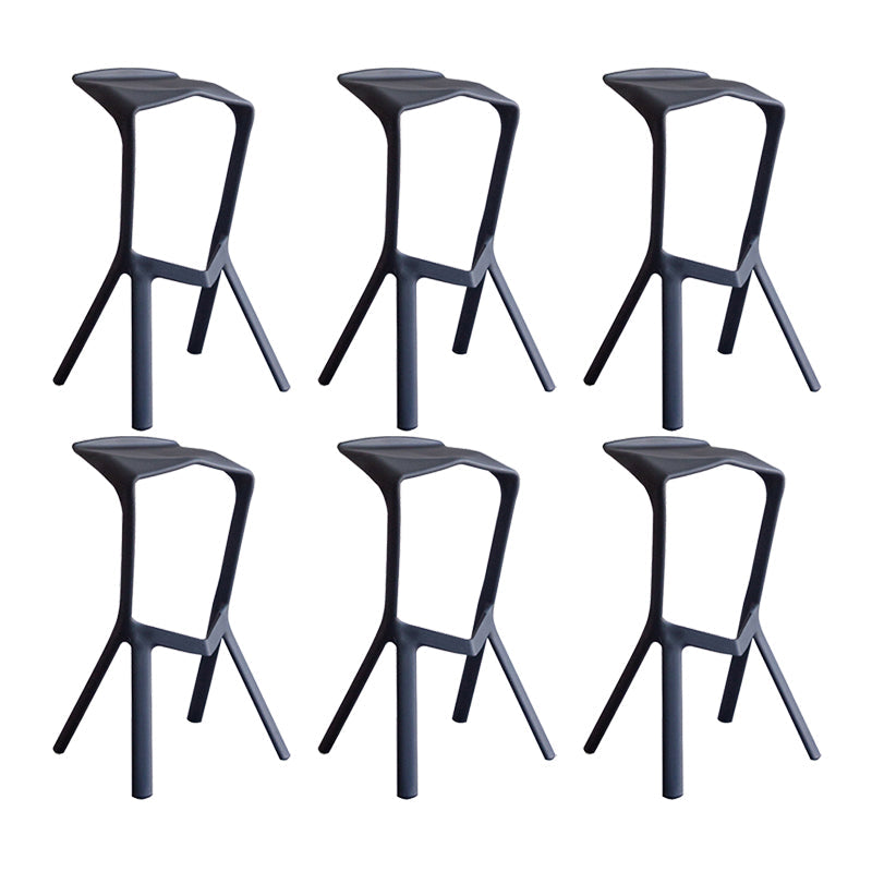 Industrial Armless Counter Stool Plastic Cafe Bar Stool with 4 Legs Black 6 Piece Set Clearhalo 'Bar Furniture' 'Bar Stools' 'bar_stools' 'furn' 'furn_bar_stools' 'Furniture' 'Kitchen & Dining Furniture' 6221020