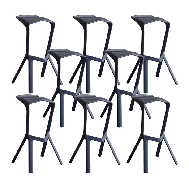 Industrial Armless Counter Stool Plastic Cafe Bar Stool with 4 Legs Black 8 Piece Set Clearhalo 'Bar Furniture' 'Bar Stools' 'bar_stools' 'furn' 'furn_bar_stools' 'Furniture' 'Kitchen & Dining Furniture' 6221021