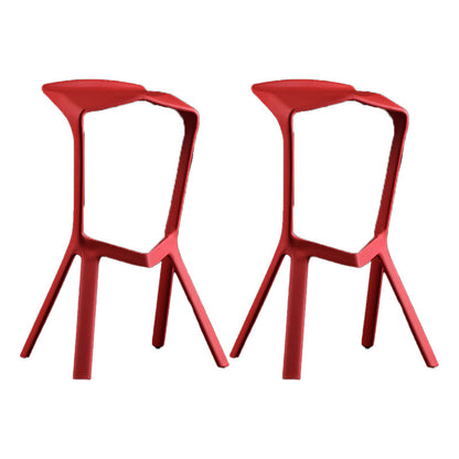 Industrial Armless Counter Stool Plastic Cafe Bar Stool with 4 Legs Red 2 Piece Set Clearhalo 'Bar Furniture' 'Bar Stools' 'bar_stools' 'furn' 'furn_bar_stools' 'Furniture' 'Kitchen & Dining Furniture' 6221022