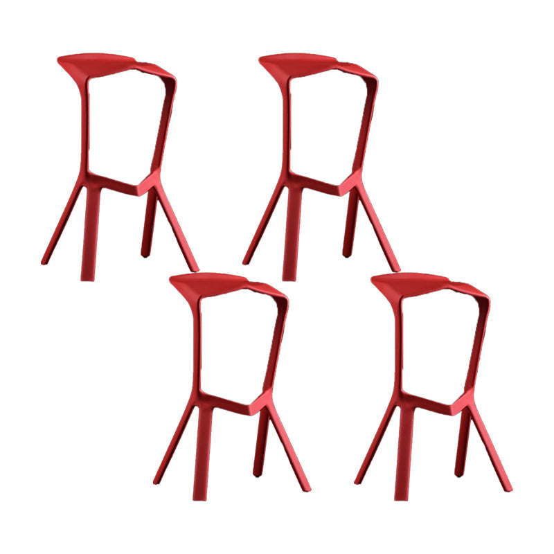 Industrial Armless Counter Stool Plastic Cafe Bar Stool with 4 Legs Red 4 Piece Set Clearhalo 'Bar Furniture' 'Bar Stools' 'bar_stools' 'furn' 'furn_bar_stools' 'Furniture' 'Kitchen & Dining Furniture' 6221023