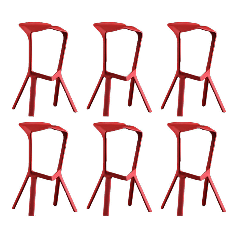 Industrial Armless Counter Stool Plastic Cafe Bar Stool with 4 Legs Red 6 Piece Set Clearhalo 'Bar Furniture' 'Bar Stools' 'bar_stools' 'furn' 'furn_bar_stools' 'Furniture' 'Kitchen & Dining Furniture' 6221024