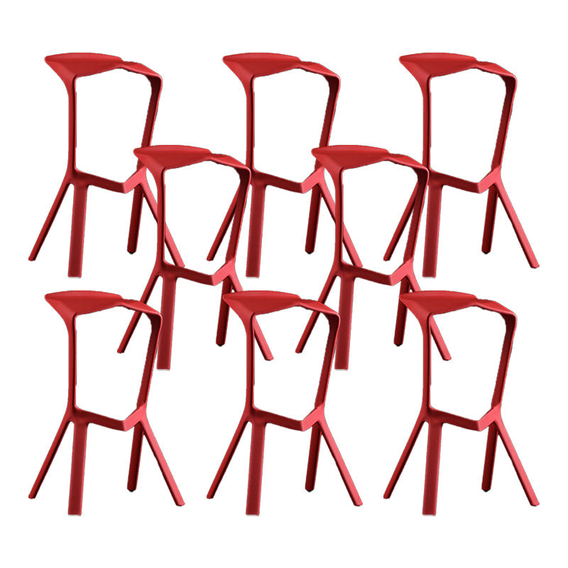 Industrial Armless Counter Stool Plastic Cafe Bar Stool with 4 Legs Red 8 Piece Set Clearhalo 'Bar Furniture' 'Bar Stools' 'bar_stools' 'furn' 'furn_bar_stools' 'Furniture' 'Kitchen & Dining Furniture' 6221025