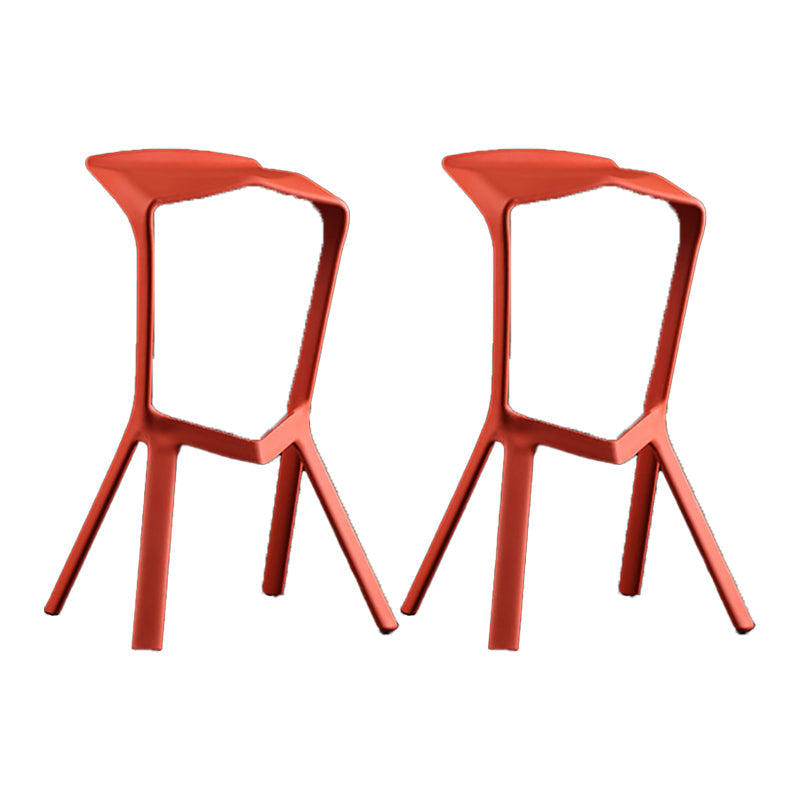Industrial Armless Counter Stool Plastic Cafe Bar Stool with 4 Legs Orange 2 Piece Set Clearhalo 'Bar Furniture' 'Bar Stools' 'bar_stools' 'furn' 'furn_bar_stools' 'Furniture' 'Kitchen & Dining Furniture' 6221030