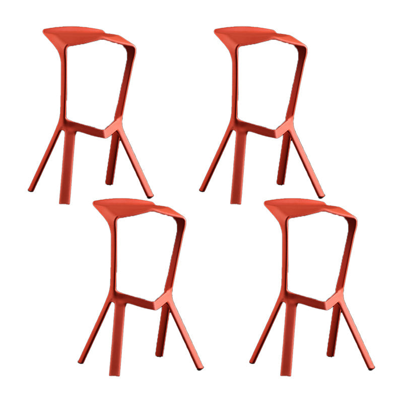 Industrial Armless Counter Stool Plastic Cafe Bar Stool with 4 Legs Orange 4 Piece Set Clearhalo 'Bar Furniture' 'Bar Stools' 'bar_stools' 'furn' 'furn_bar_stools' 'Furniture' 'Kitchen & Dining Furniture' 6221031