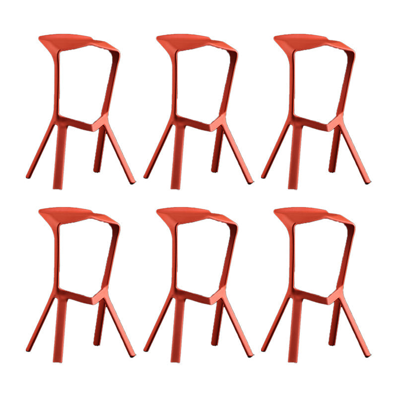 Industrial Armless Counter Stool Plastic Cafe Bar Stool with 4 Legs Orange 6 Piece Set Clearhalo 'Bar Furniture' 'Bar Stools' 'bar_stools' 'furn' 'furn_bar_stools' 'Furniture' 'Kitchen & Dining Furniture' 6221032