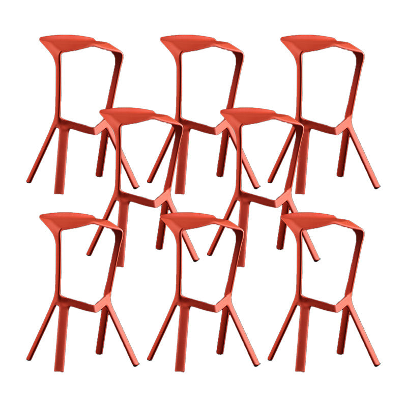 Industrial Armless Counter Stool Plastic Cafe Bar Stool with 4 Legs Orange 8 Piece Set Clearhalo 'Bar Furniture' 'Bar Stools' 'bar_stools' 'furn' 'furn_bar_stools' 'Furniture' 'Kitchen & Dining Furniture' 6221033