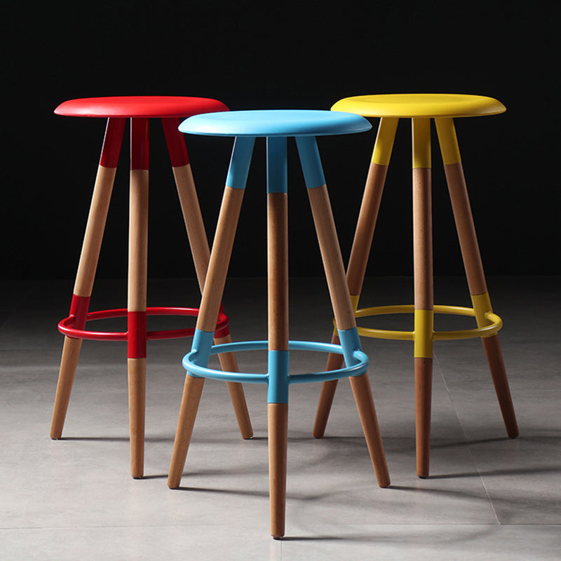 Modern Round Seat Counter Stool Solid Wood Backless Counter-height Stool Clearhalo 'Bar Furniture' 'Bar Stools' 'bar_stools' 'furn' 'furn_bar_stools' 'Furniture' 'Kitchen & Dining Furniture' 6221035