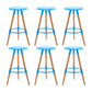 Modern Round Seat Counter Stool Solid Wood Backless Counter-height Stool Blue 6 Piece Set Clearhalo 'Bar Furniture' 'Bar Stools' 'bar_stools' 'furn' 'furn_bar_stools' 'Furniture' 'Kitchen & Dining Furniture' 6221040