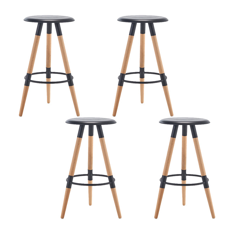 Modern Round Seat Counter Stool Solid Wood Backless Counter-height Stool Black 4 Piece Set Clearhalo 'Bar Furniture' 'Bar Stools' 'bar_stools' 'furn' 'furn_bar_stools' 'Furniture' 'Kitchen & Dining Furniture' 6221047
