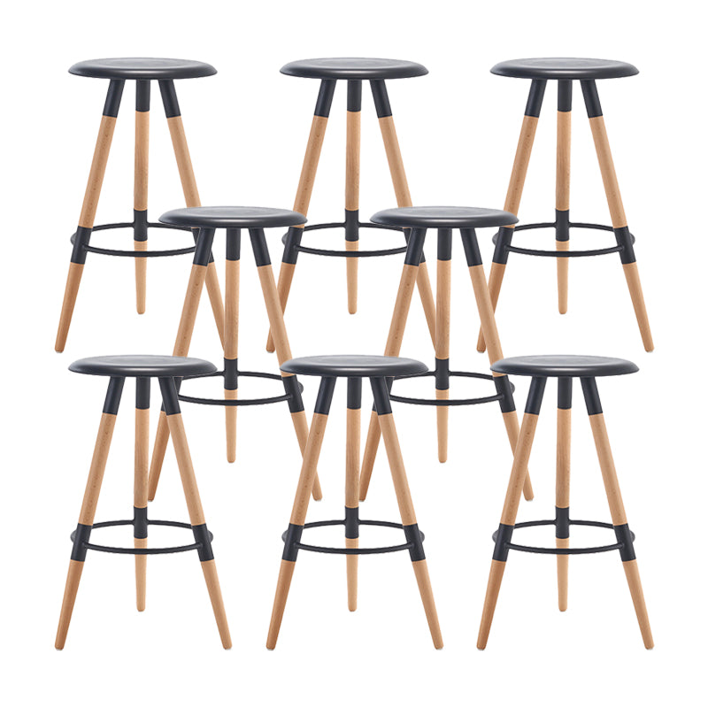 Modern Round Seat Counter Stool Solid Wood Backless Counter-height Stool Black 8 Piece Set Clearhalo 'Bar Furniture' 'Bar Stools' 'bar_stools' 'furn' 'furn_bar_stools' 'Furniture' 'Kitchen & Dining Furniture' 6221051