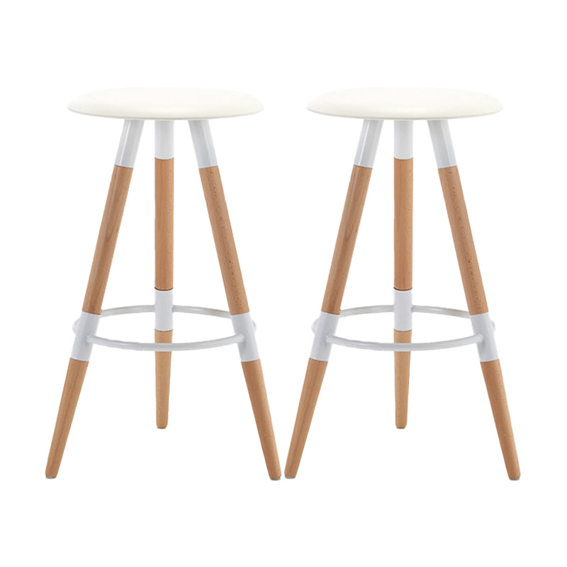 Modern Round Seat Counter Stool Solid Wood Backless Counter-height Stool White 2 Piece Set Clearhalo 'Bar Furniture' 'Bar Stools' 'bar_stools' 'furn' 'furn_bar_stools' 'Furniture' 'Kitchen & Dining Furniture' 6221066