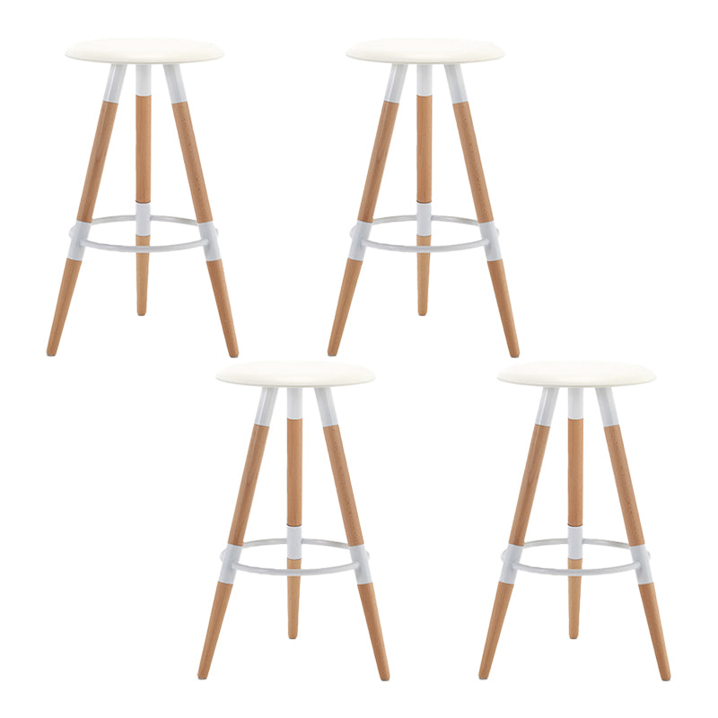 Modern Round Seat Counter Stool Solid Wood Backless Counter-height Stool White 4 Piece Set Clearhalo 'Bar Furniture' 'Bar Stools' 'bar_stools' 'furn' 'furn_bar_stools' 'Furniture' 'Kitchen & Dining Furniture' 6221067