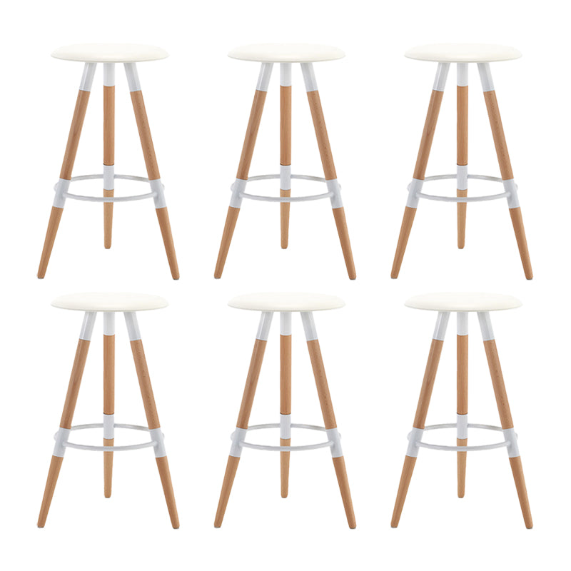 Modern Round Seat Counter Stool Solid Wood Backless Counter-height Stool White 6 Piece Set Clearhalo 'Bar Furniture' 'Bar Stools' 'bar_stools' 'furn' 'furn_bar_stools' 'Furniture' 'Kitchen & Dining Furniture' 6221068