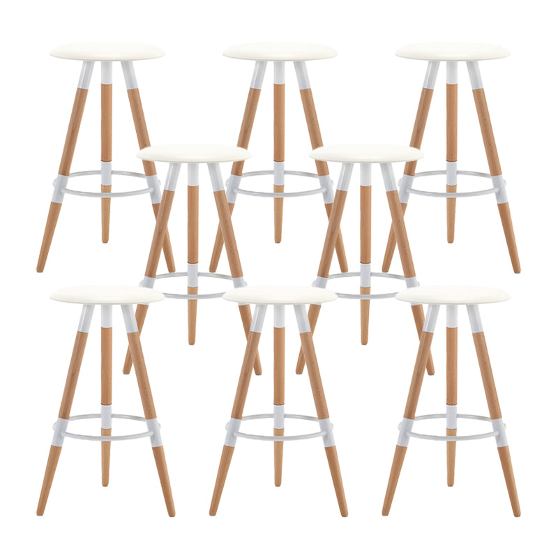 Modern Round Seat Counter Stool Solid Wood Backless Counter-height Stool White 8 Piece Set Clearhalo 'Bar Furniture' 'Bar Stools' 'bar_stools' 'furn' 'furn_bar_stools' 'Furniture' 'Kitchen & Dining Furniture' 6221069