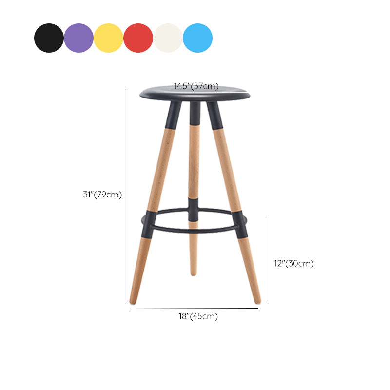 Modern Round Seat Counter Stool Solid Wood Backless Counter-height Stool Clearhalo 'Bar Furniture' 'Bar Stools' 'bar_stools' 'furn' 'furn_bar_stools' 'Furniture' 'Kitchen & Dining Furniture' 6221070