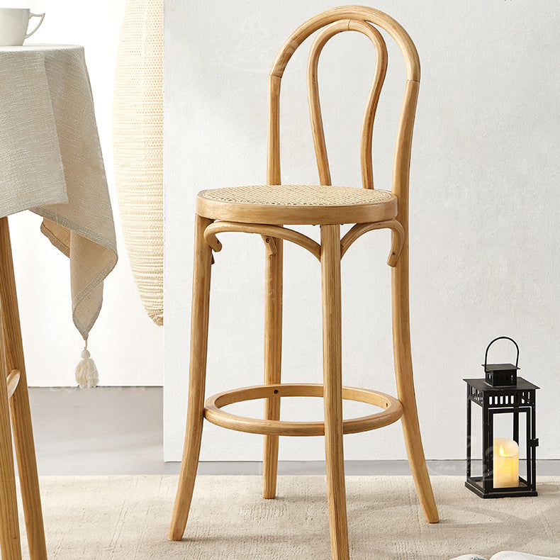 Contemporary Wooden Bar-stool Solid Round Seat Counter Bar Stool with Wood Legs Clearhalo 'Bar Furniture' 'Bar Stools' 'bar_stools' 'furn' 'furn_bar_stools' 'Furniture' 'Kitchen & Dining Furniture' 6221115