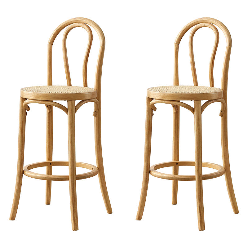 Contemporary Wooden Bar-stool Solid Round Seat Counter Bar Stool with Wood Legs Wood 2 Piece Set Clearhalo 'Bar Furniture' 'Bar Stools' 'bar_stools' 'furn' 'furn_bar_stools' 'Furniture' 'Kitchen & Dining Furniture' 6221116