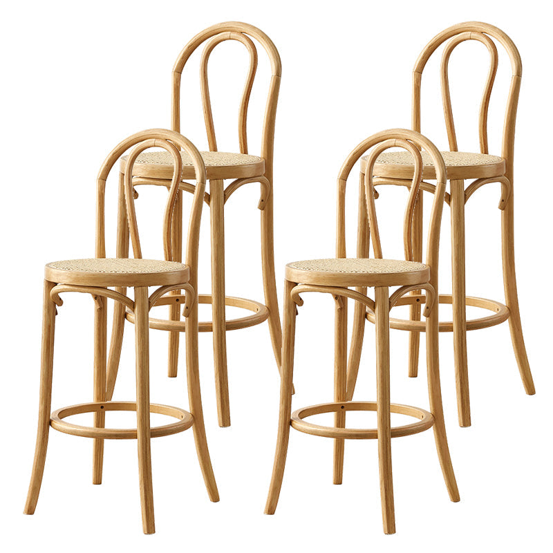Contemporary Wooden Bar-stool Solid Round Seat Counter Bar Stool with Wood Legs Wood 4 Piece Set Clearhalo 'Bar Furniture' 'Bar Stools' 'bar_stools' 'furn' 'furn_bar_stools' 'Furniture' 'Kitchen & Dining Furniture' 6221119