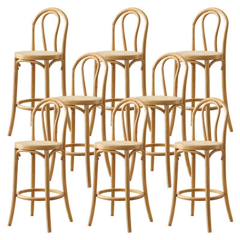 Contemporary Wooden Bar-stool Solid Round Seat Counter Bar Stool with Wood Legs Wood 8 Piece Set Clearhalo 'Bar Furniture' 'Bar Stools' 'bar_stools' 'furn' 'furn_bar_stools' 'Furniture' 'Kitchen & Dining Furniture' 6221123
