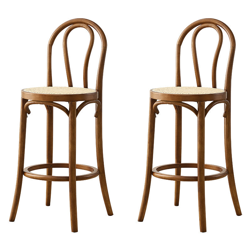 Contemporary Wooden Bar-stool Solid Round Seat Counter Bar Stool with Wood Legs Walnut 2 Piece Set Clearhalo 'Bar Furniture' 'Bar Stools' 'bar_stools' 'furn' 'furn_bar_stools' 'Furniture' 'Kitchen & Dining Furniture' 6221124