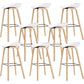 Nordic Plastic Bar-stool Bucket Seat Counter Bar Stool with Wood Legs White 8 Piece Set Clearhalo 'Bar Furniture' 'Bar Stools' 'bar_stools' 'furn' 'furn_bar_stools' 'Furniture' 'Kitchen & Dining Furniture' 6221162