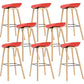 Nordic Plastic Bar-stool Bucket Seat Counter Bar Stool with Wood Legs Red 8 Piece Set Clearhalo 'Bar Furniture' 'Bar Stools' 'bar_stools' 'furn' 'furn_bar_stools' 'Furniture' 'Kitchen & Dining Furniture' 6221166