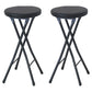Foldable Bistro Round Shape High Chair Modern Counter Chair with Metal 4 Legs Black 2 Piece Set Short Stool(20"H) Clearhalo 'Bar Furniture' 'Bar Stools' 'bar_stools' 'furn' 'furn_bar_stools' 'Furniture' 'Kitchen & Dining Furniture' 6221172