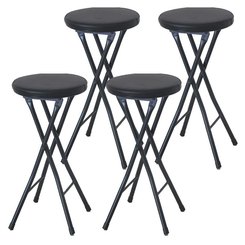 Foldable Bistro Round Shape High Chair Modern Counter Chair with Metal 4 Legs Black 4 Piece Set Short Stool(20"H) Clearhalo 'Bar Furniture' 'Bar Stools' 'bar_stools' 'furn' 'furn_bar_stools' 'Furniture' 'Kitchen & Dining Furniture' 6221174