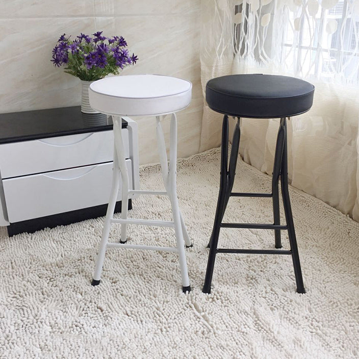 Foldable Bistro Round Shape High Chair Modern Counter Chair with Metal 4 Legs Clearhalo 'Bar Furniture' 'Bar Stools' 'bar_stools' 'furn' 'furn_bar_stools' 'Furniture' 'Kitchen & Dining Furniture' 6221176