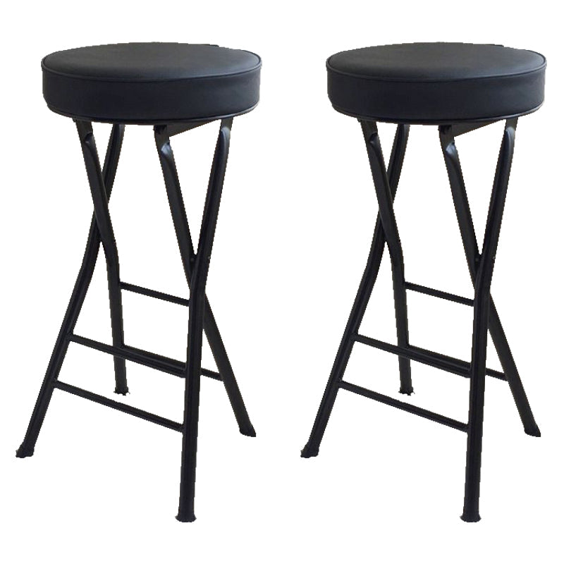 Foldable Bistro Round Shape High Chair Modern Counter Chair with Metal 4 Legs Black 2 Piece Set Counter Stool(25"H) Clearhalo 'Bar Furniture' 'Bar Stools' 'bar_stools' 'furn' 'furn_bar_stools' 'Furniture' 'Kitchen & Dining Furniture' 6221183