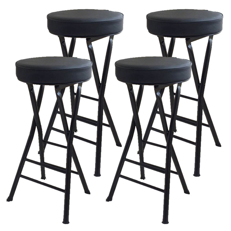 Foldable Bistro Round Shape High Chair Modern Counter Chair with Metal 4 Legs Black 4 Piece Set Counter Stool(25"H) Clearhalo 'Bar Furniture' 'Bar Stools' 'bar_stools' 'furn' 'furn_bar_stools' 'Furniture' 'Kitchen & Dining Furniture' 6221184