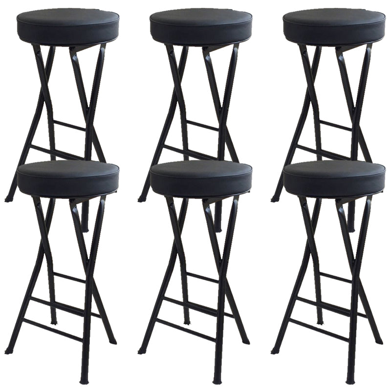 Foldable Bistro Round Shape High Chair Modern Counter Chair with Metal 4 Legs Black 6 Piece Set Counter Stool(25"H) Clearhalo 'Bar Furniture' 'Bar Stools' 'bar_stools' 'furn' 'furn_bar_stools' 'Furniture' 'Kitchen & Dining Furniture' 6221186