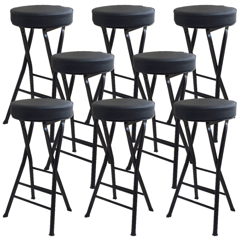 Foldable Bistro Round Shape High Chair Modern Counter Chair with Metal 4 Legs Black 8 Piece Set Counter Stool(25"H) Clearhalo 'Bar Furniture' 'Bar Stools' 'bar_stools' 'furn' 'furn_bar_stools' 'Furniture' 'Kitchen & Dining Furniture' 6221188
