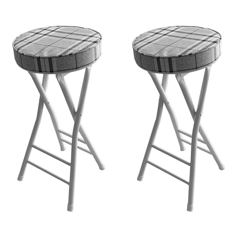 Foldable Bistro Round Shape High Chair Modern Counter Chair with Metal 4 Legs Grey 2 Piece Set Counter Stool(25"H) Clearhalo 'Bar Furniture' 'Bar Stools' 'bar_stools' 'furn' 'furn_bar_stools' 'Furniture' 'Kitchen & Dining Furniture' 6221190