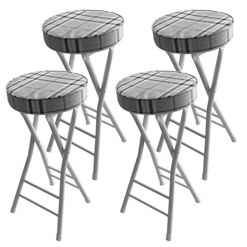Foldable Bistro Round Shape High Chair Modern Counter Chair with Metal 4 Legs Grey 4 Piece Set Counter Stool(25"H) Clearhalo 'Bar Furniture' 'Bar Stools' 'bar_stools' 'furn' 'furn_bar_stools' 'Furniture' 'Kitchen & Dining Furniture' 6221191