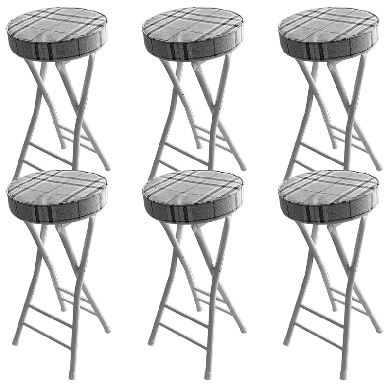 Foldable Bistro Round Shape High Chair Modern Counter Chair with Metal 4 Legs Grey 6 Piece Set Counter Stool(25"H) Clearhalo 'Bar Furniture' 'Bar Stools' 'bar_stools' 'furn' 'furn_bar_stools' 'Furniture' 'Kitchen & Dining Furniture' 6221192