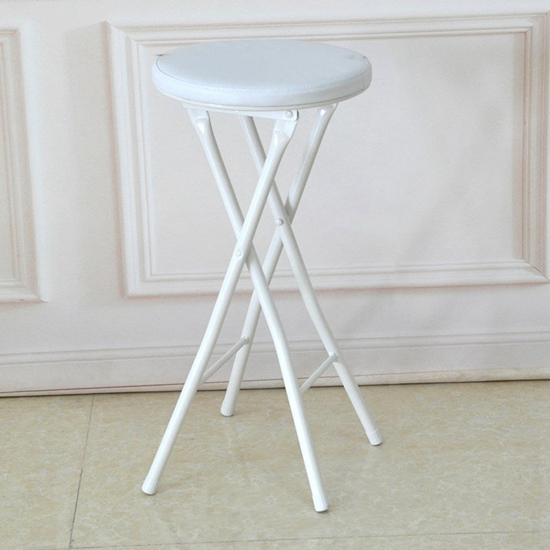 Foldable Bistro Round Shape High Chair Modern Counter Chair with Metal 4 Legs White 1 Piece Short Stool(20"H) Clearhalo 'Bar Furniture' 'Bar Stools' 'bar_stools' 'furn' 'furn_bar_stools' 'Furniture' 'Kitchen & Dining Furniture' 6221194