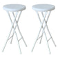 Foldable Bistro Round Shape High Chair Modern Counter Chair with Metal 4 Legs White 2 Piece Set Short Stool(20"H) Clearhalo 'Bar Furniture' 'Bar Stools' 'bar_stools' 'furn' 'furn_bar_stools' 'Furniture' 'Kitchen & Dining Furniture' 6221195