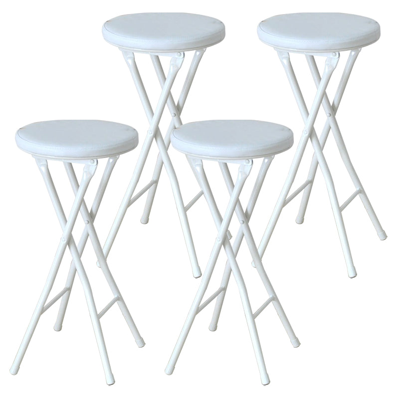 Foldable Bistro Round Shape High Chair Modern Counter Chair with Metal 4 Legs White 4 Piece Set Short Stool(20"H) Clearhalo 'Bar Furniture' 'Bar Stools' 'bar_stools' 'furn' 'furn_bar_stools' 'Furniture' 'Kitchen & Dining Furniture' 6221196