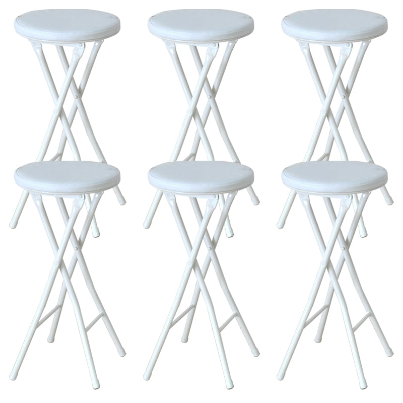 Foldable Bistro Round Shape High Chair Modern Counter Chair with Metal 4 Legs White 6 Piece Set Short Stool(20"H) Clearhalo 'Bar Furniture' 'Bar Stools' 'bar_stools' 'furn' 'furn_bar_stools' 'Furniture' 'Kitchen & Dining Furniture' 6221197