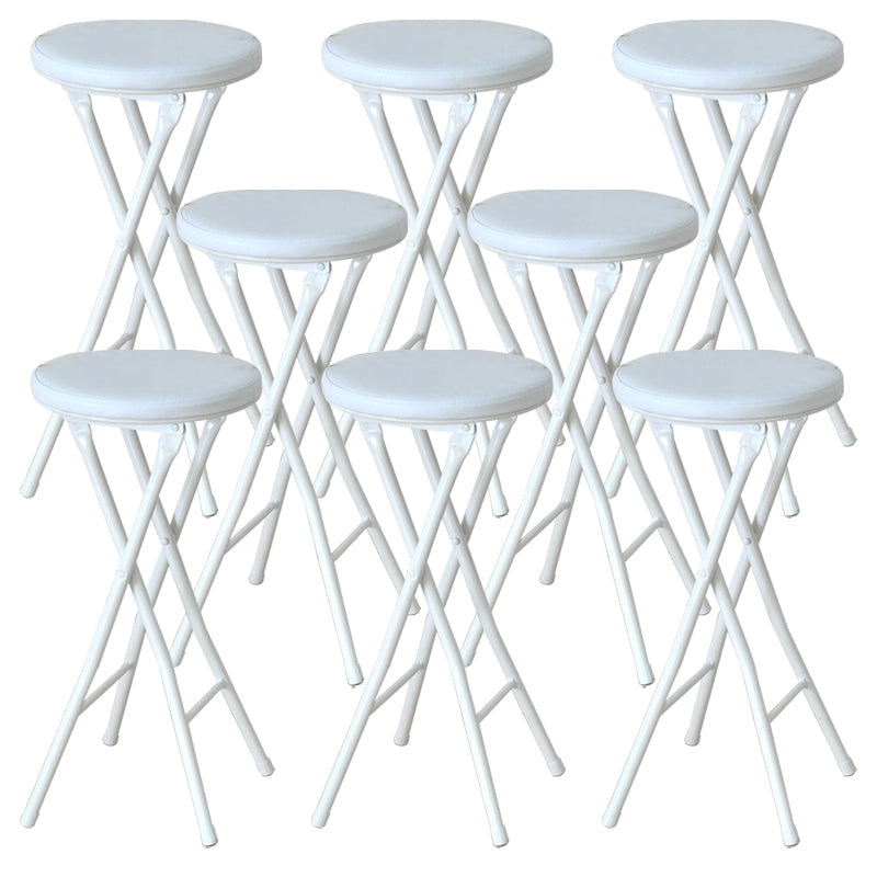 Foldable Bistro Round Shape High Chair Modern Counter Chair with Metal 4 Legs White 8 Piece Set Short Stool(20"H) Clearhalo 'Bar Furniture' 'Bar Stools' 'bar_stools' 'furn' 'furn_bar_stools' 'Furniture' 'Kitchen & Dining Furniture' 6221198