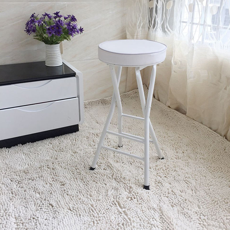 Foldable Bistro Round Shape High Chair Modern Counter Chair with Metal 4 Legs White 1 Piece Counter Stool(25"H) Clearhalo 'Bar Furniture' 'Bar Stools' 'bar_stools' 'furn' 'furn_bar_stools' 'Furniture' 'Kitchen & Dining Furniture' 6221199