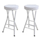 Foldable Bistro Round Shape High Chair Modern Counter Chair with Metal 4 Legs White 2 Piece Set Counter Stool(25"H) Clearhalo 'Bar Furniture' 'Bar Stools' 'bar_stools' 'furn' 'furn_bar_stools' 'Furniture' 'Kitchen & Dining Furniture' 6221200